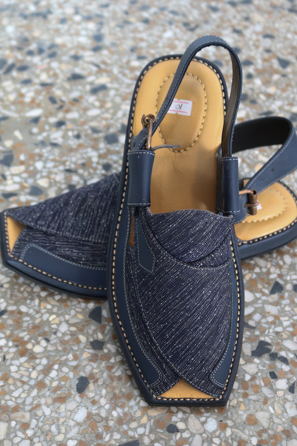 Kaptan Blue Textured Chawat – A Fusion of Style & Comfort | 40% OFF - My Store