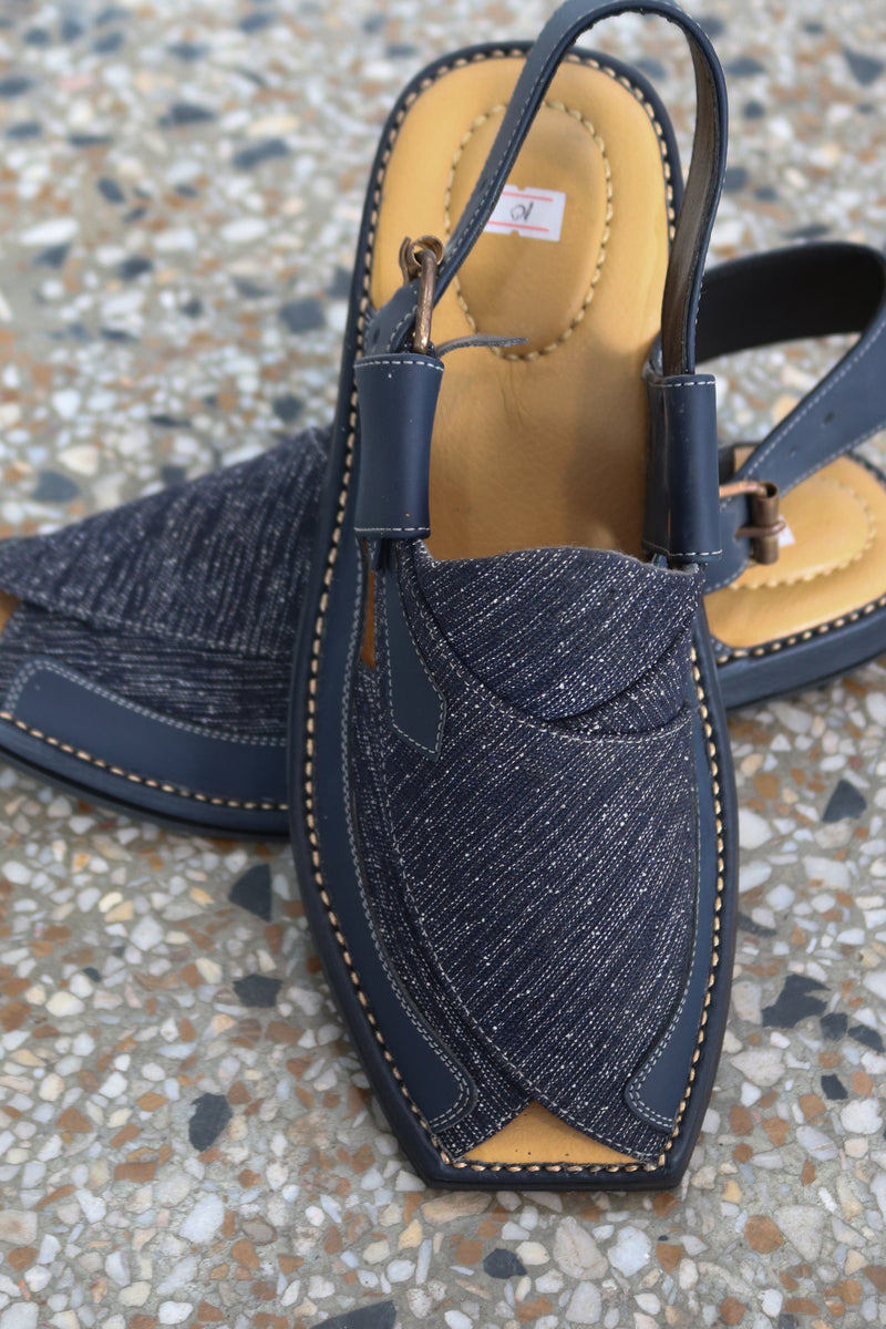 Kaptan Blue Textured Chawat – A Fusion of Style & Comfort | 40% OFF - My Store