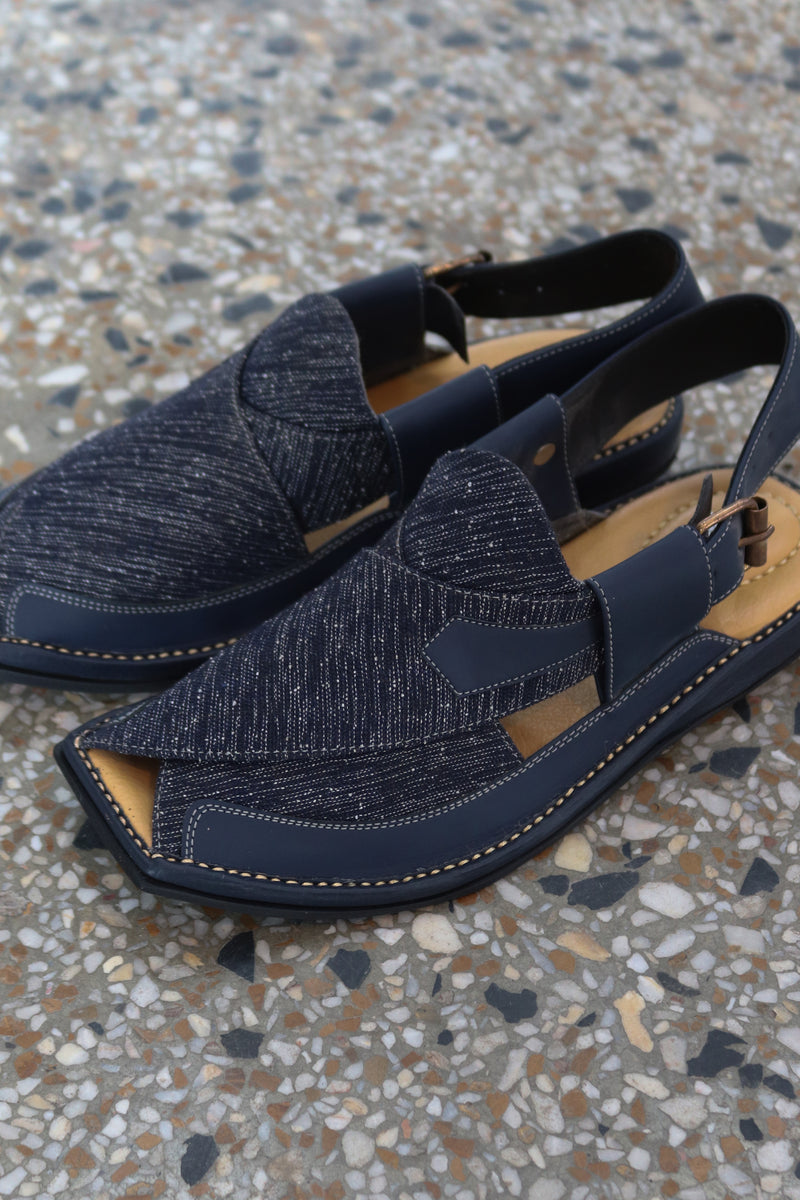 Kaptan Blue Textured Chawat – A Fusion of Style & Comfort | 40% OFF - My Store