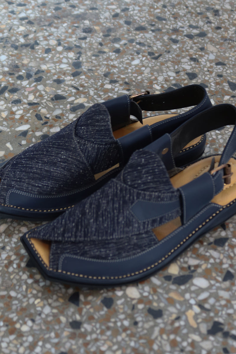 Kaptan Blue Textured Chawat – A Fusion of Style & Comfort | 40% OFF - My Store