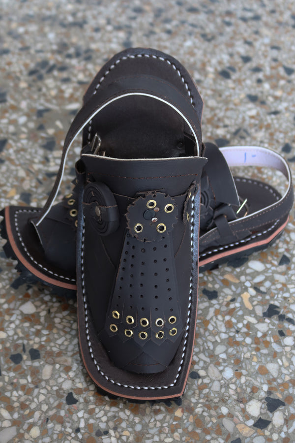 Handmade Balochi Brown Chawat – Metal Studded Design | Free Delivery - My Store