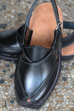 Norozi Black Leather Chawat – Classic Elegance | 40% OFF - My Store